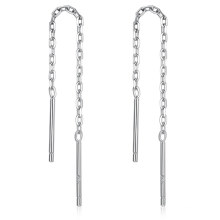 Classic Simple 925 Sterling Silver Earrings with Double Line